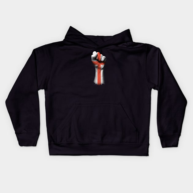 Flag of England on a Raised Clenched Fist Kids Hoodie by jeffbartels
